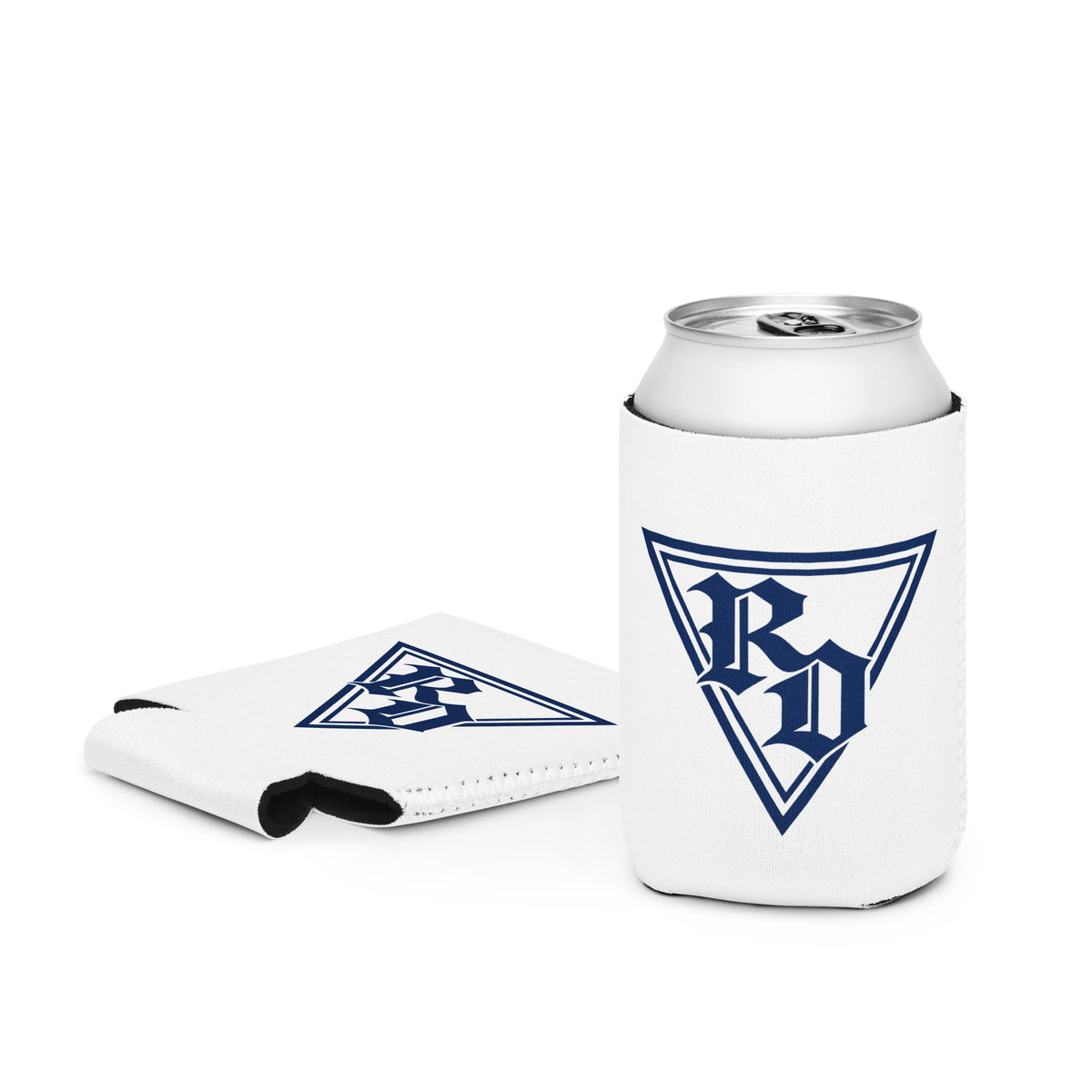 Can cooler by Rad Daddy Clothing in white, front view