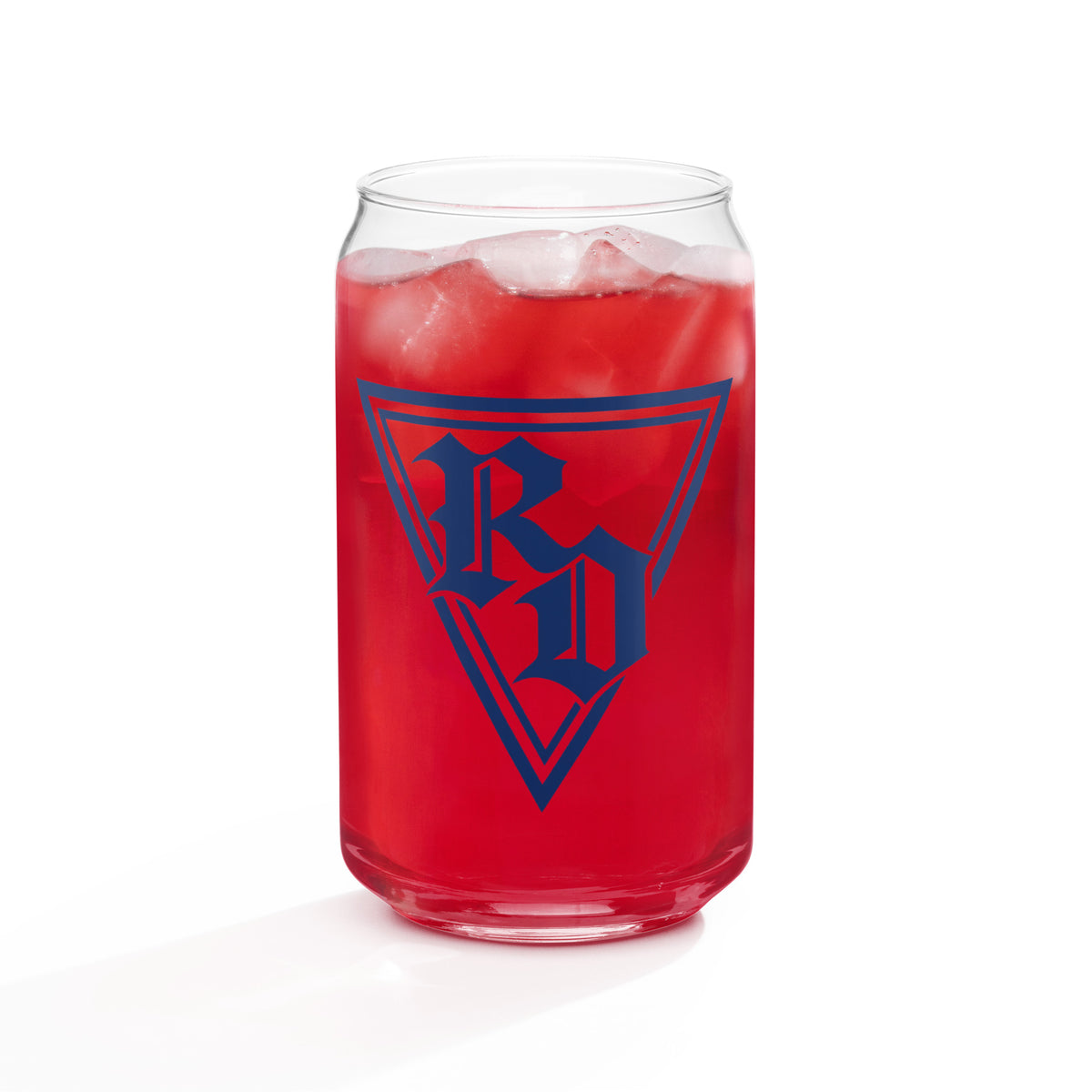Can-shaped glass by Rad Daddy Clothing, front view