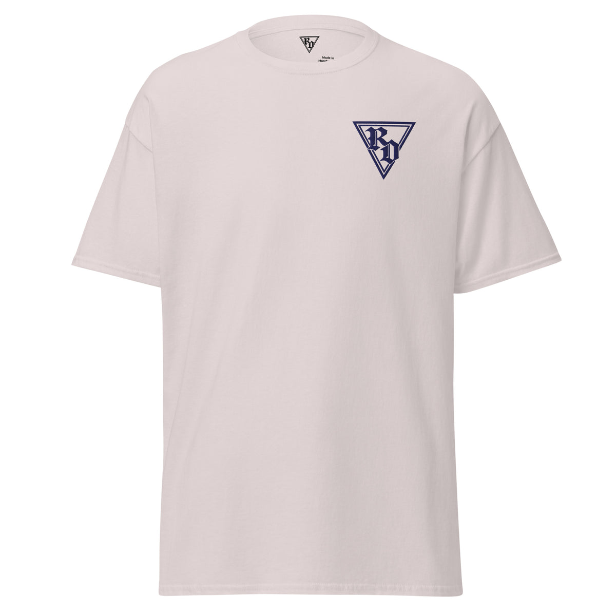 Embroidered Navy RD logo Tee by Rad Daddy Clothing, front view