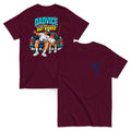 Dadvice T-shirt by Rad Daddy Clothing in maroon, front and back view