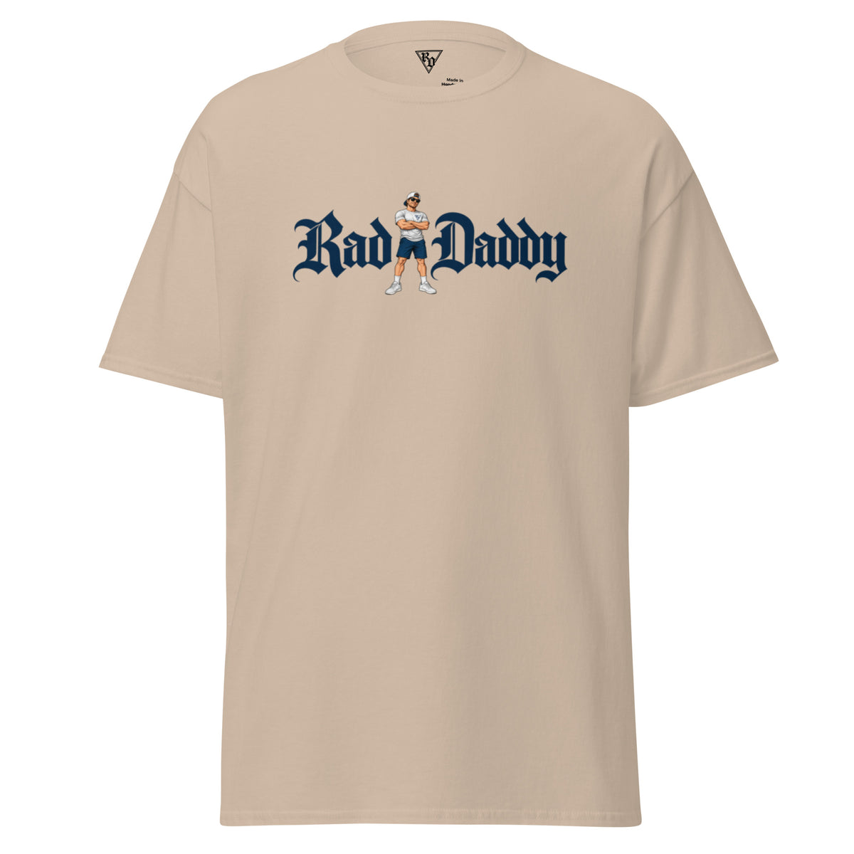 Rad Daddy Tee by Rad Daddy Clothing in sand, front view