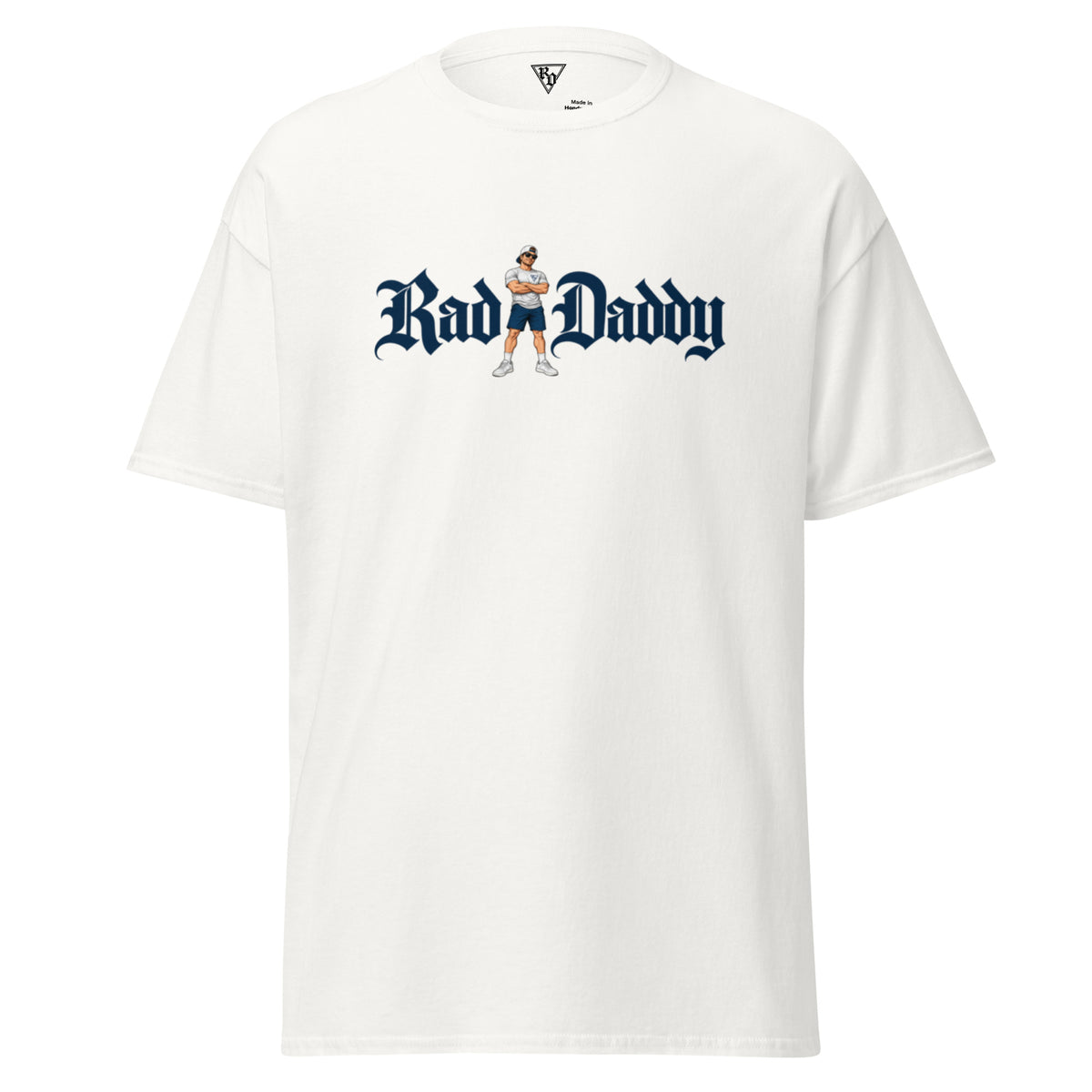 Rad Daddy Tee by Rad Daddy Clothing in white, front view